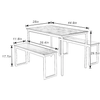 Ensemble de table à manger industrielle en bois avec 2 bancs avec structure en métal