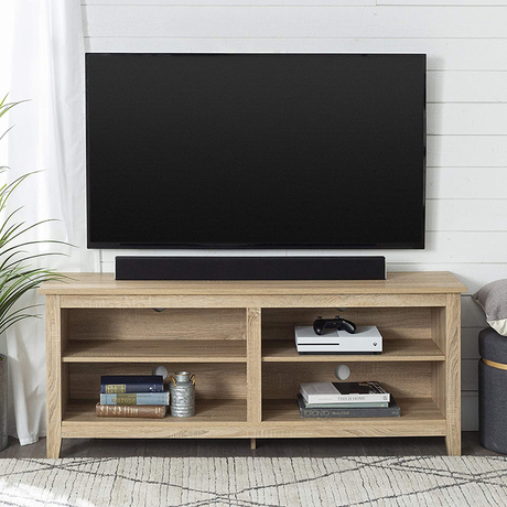 Meuble TV classique en bois 4 Cubby pour téléviseurs jusqu'à 65 pouces, 58 pouces, meubles de salon modernes