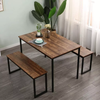 Ensemble de table à manger industrielle en bois avec 2 bancs avec structure en métal