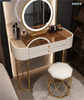 Ensemble Hollywood moderne en or, commode d'angle pour chambre à coucher, Table de maquillage, vente en gros avec miroir lumineux et chaise